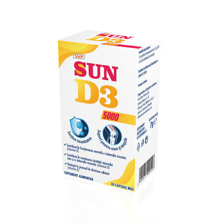 Vitamina D3 5000 UI, 30 capsule, Sun Wave Pharma 597988