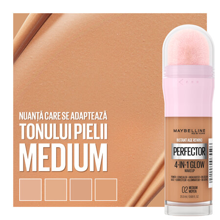 Iluminator Instant Anti Age Perfector  4 in 1 Glow, 02, 20 ml, Maybelline 598594