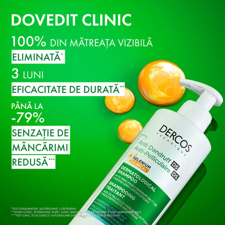 Sampon antimatreata pentru par normal spre gras Dercos, 390 ml, Vichy 816108