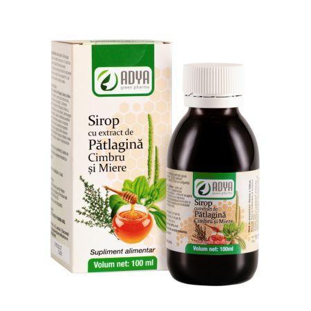 Sirop cu extract de patlagina, cimbru si miere