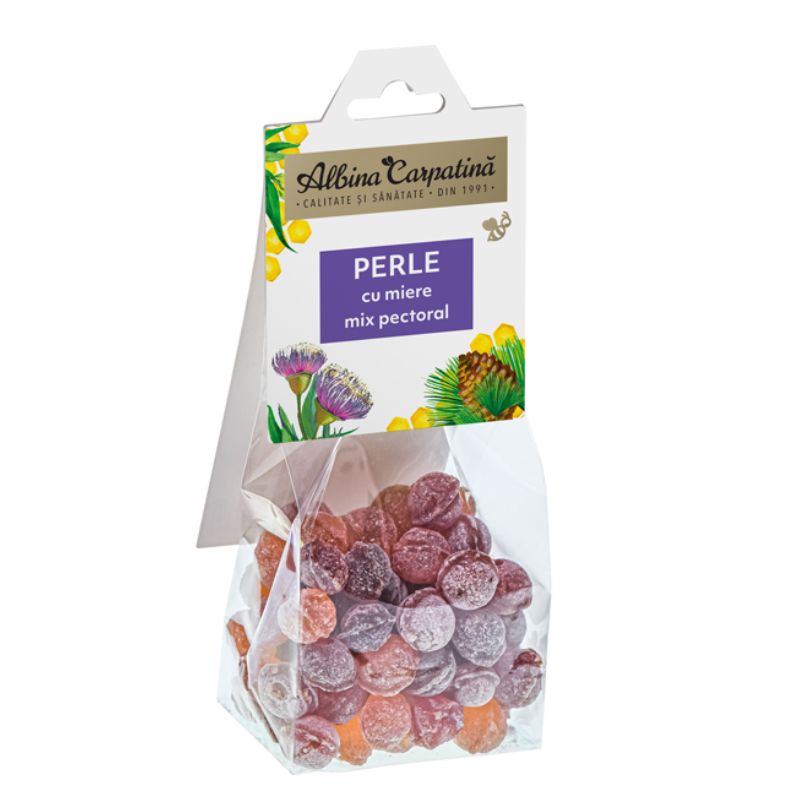 Perle cu miere mix pectoral, 100g, Albina Carpatina