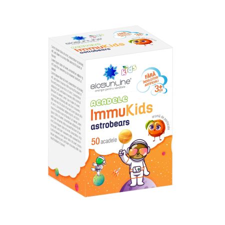 Acadele cu aroma de portocale Immukids Astrobears, 50 bucati, BioSunLine