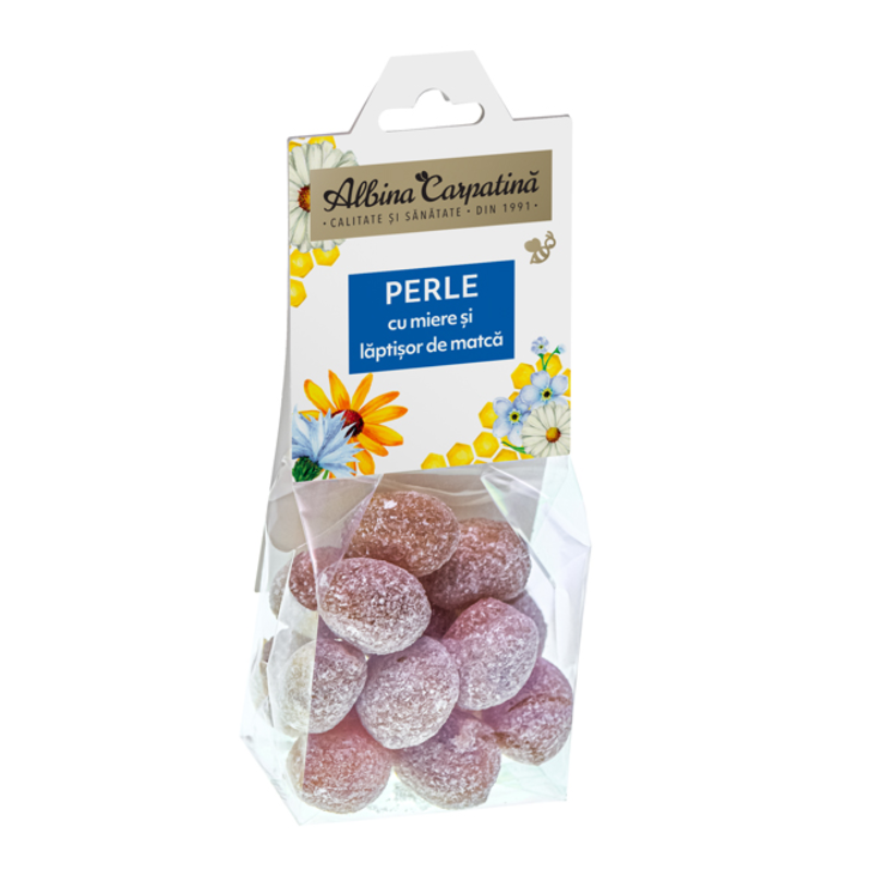 Perle cu miere si laptisor de matca, 100g, Albina Carpatina