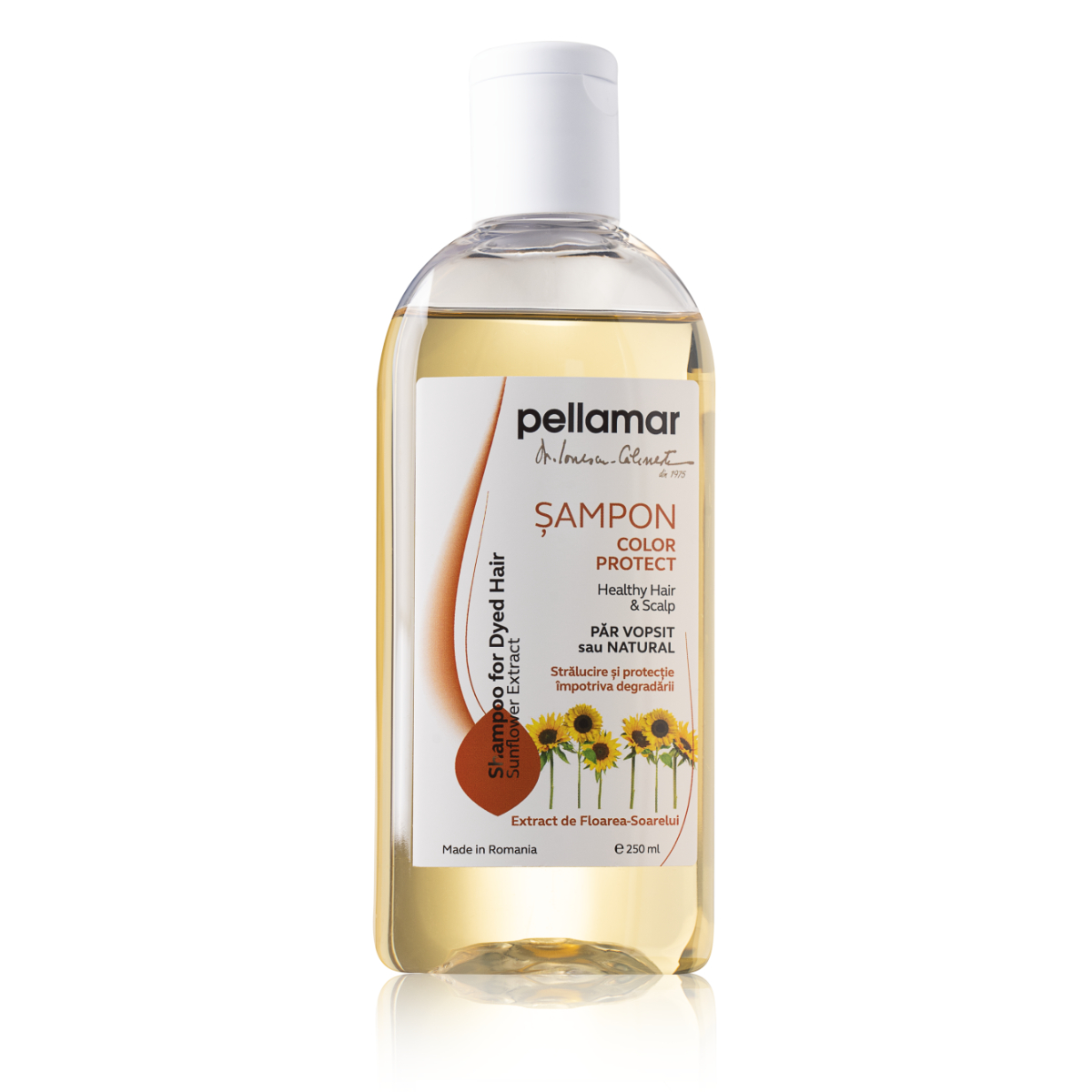 Sampon pentru par vopsit cu extract de floarea-soarelui, 250 ml, Pellamar