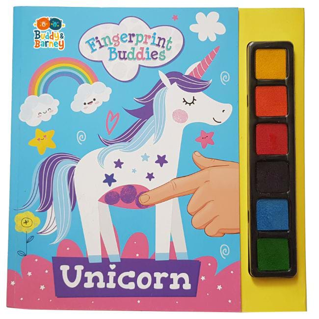 Carticica de colorat si pictat cu degetul, 3 ani+, Unicorn, Buddy & Barney