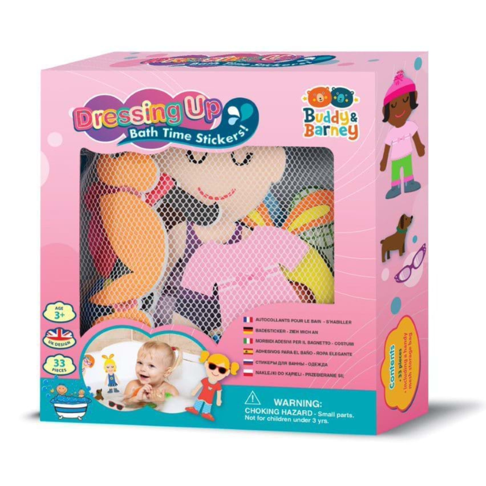 Set de joaca pentru baie, 3 ani+, Stickere imbracaminte, Buddy & Barney