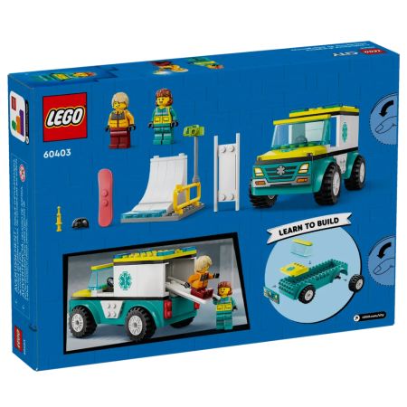 Ambulanta de urgenta si practicant de Snow Boarding, +4 ani, 60403, Lego City