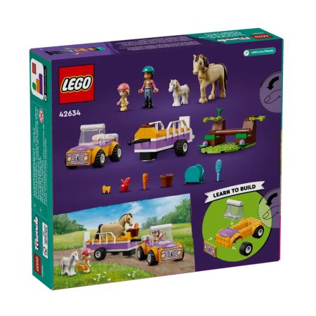 Remorca cu cal si ponei, 4 ani+, 42634, Lego Friends