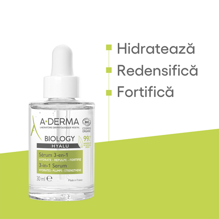 Serum hidratant 3in1 Biology Hyalu, 30ml, Aderma 606241