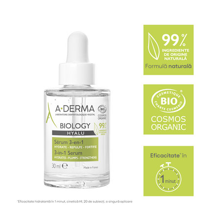 Serum hidratant 3in1 Biology Hyalu, 30ml, Aderma 606243