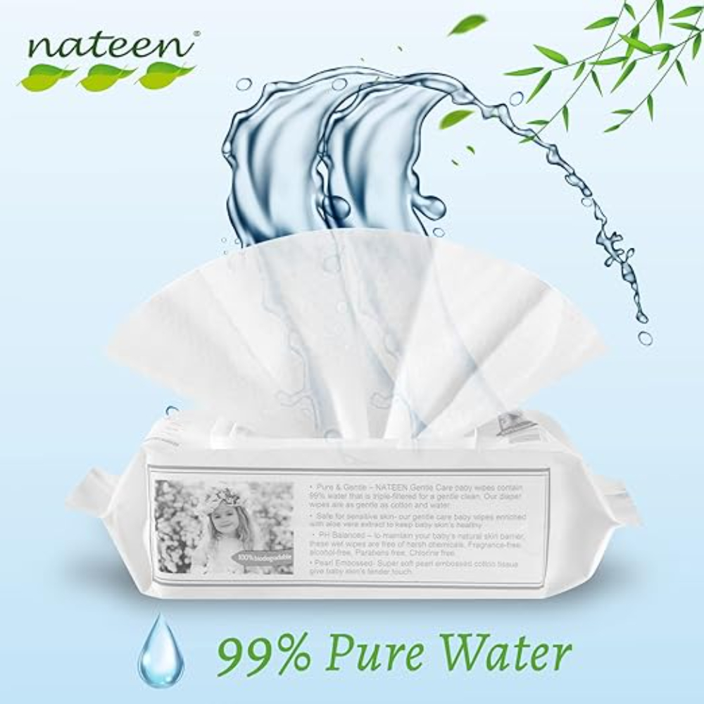 Servetele umede 99% apa, pentru tetine si suzete Baby Wipes, 80 bucati, Nateen