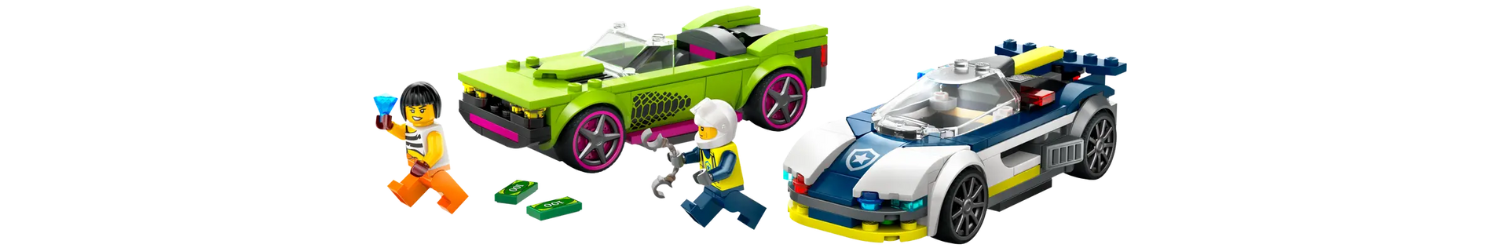 Urmarire cu masina de politie si masina puternica, +6 ani, 60415, Lego City