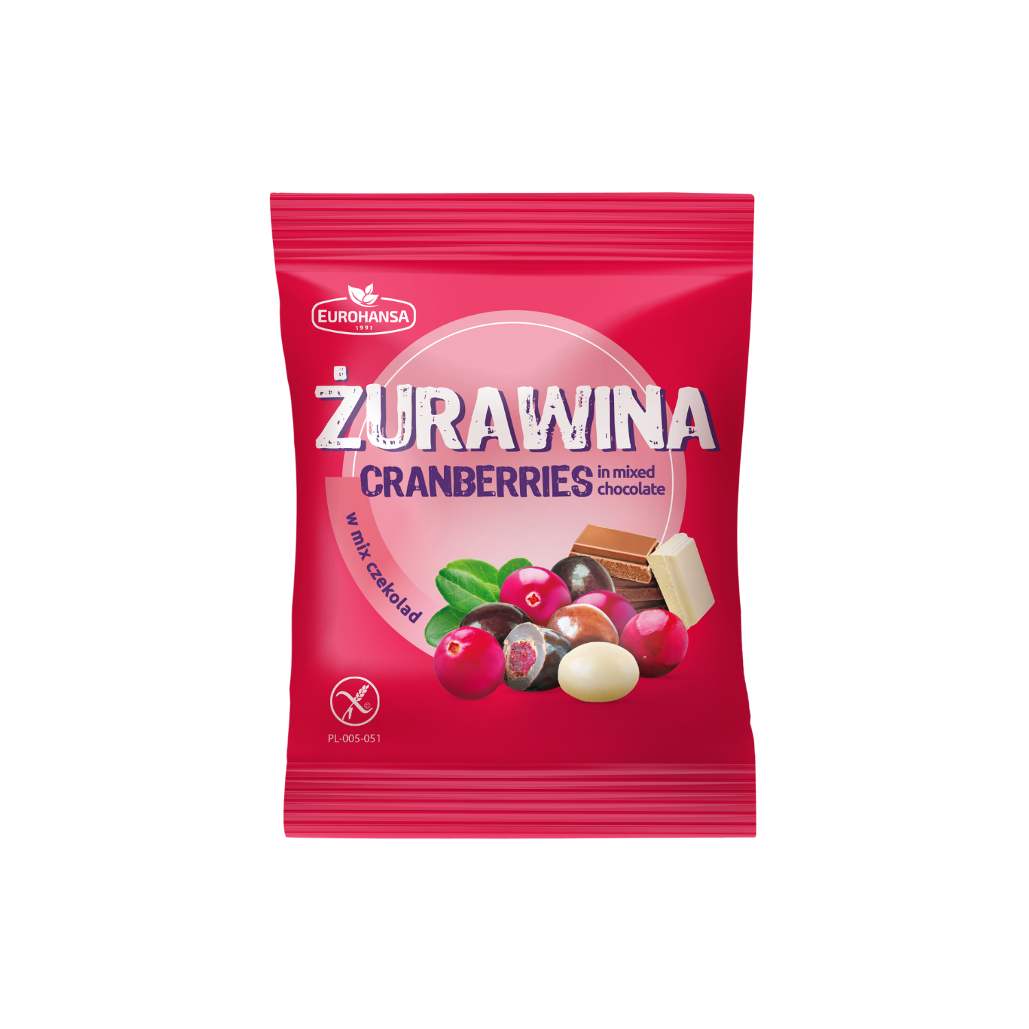 Merisoare in mix de ciocolata, 70 g, Eurohansa