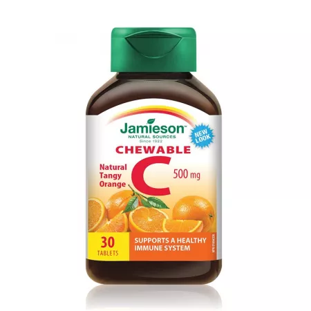 Vitamina C 500 mg cu gust de portocale, 30 tablete masticabile, Jamieson