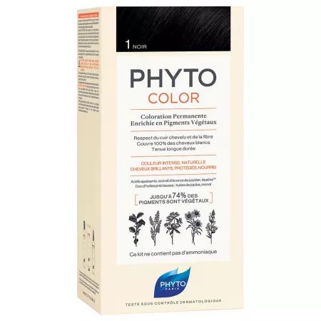 PHYTO PHYTOCOLOR VOPSEA PERMANENTA PENTRU PAR NUANTA 1 BLACK 50ML PH10016A99926 