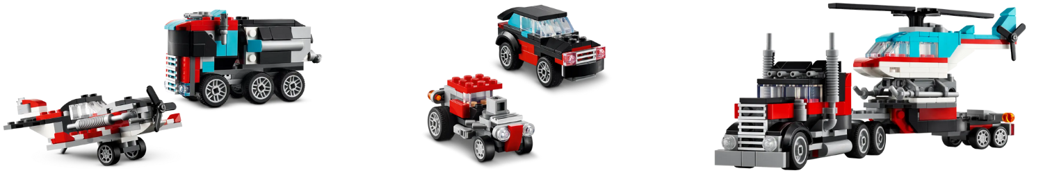 Camioneta-platforma cu elicopter, +7 ani, 31146, Lego Creator 3 in 1