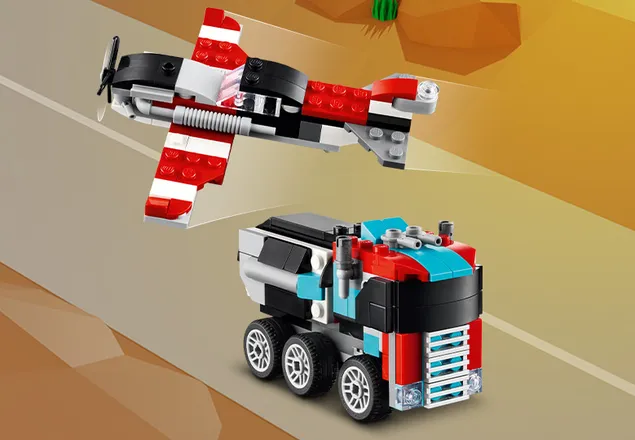 Camioneta-platforma cu elicopter, +7 ani, 31146, Lego Creator 3 in 1