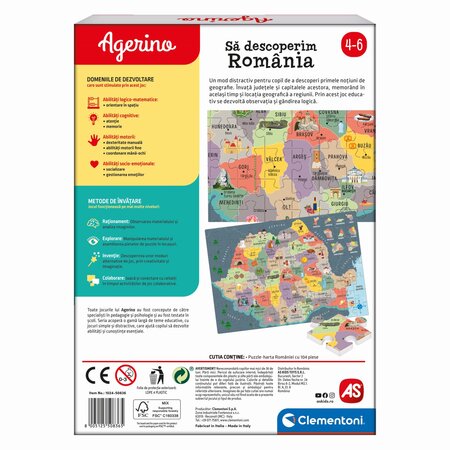 Joc educativ Sa descoperim Romania Agerino, 4 ani+, Clementoni 603391