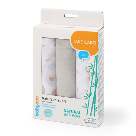 Set 3 scutece textile pentru copii, 70x70 cm, Gri, Babyono 604671