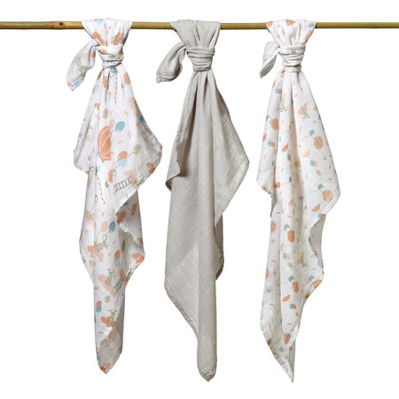 Set 3 scutece textile pentru copii, 70x70 cm, Gri, Babyono 604674