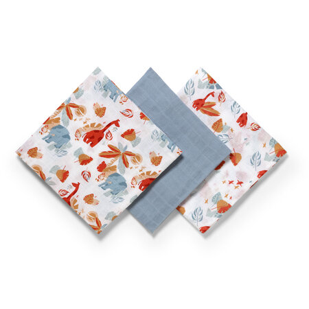 Set 3 scutece din muselina, Albastru, Babyono 604680