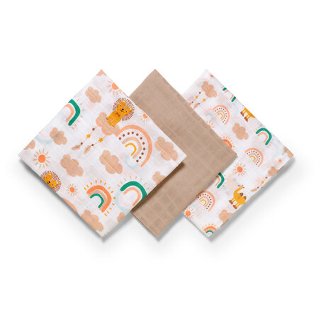 Set 3 scutece din muselina, 70x70 cm, Maro, Babyono 604692