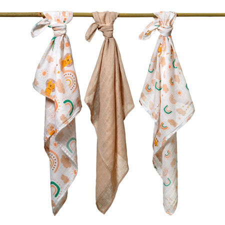 Set 3 scutece din muselina, 70x70 cm, Maro, Babyono 604693