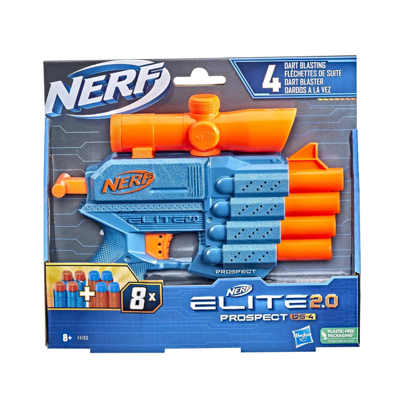 Blaster Nerf Elite 2.0 Prospect QS 4, +8 ani, Hasbro