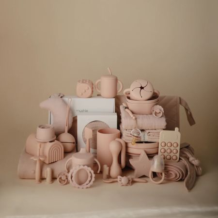 Dispozitiv de hranire tip suzeta, 2 bucati, Blush, Mushie 605069