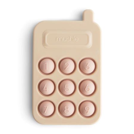 Jucarie senzoriala din silicon in forma de Telefon, +10 luni, Blush, Mushie