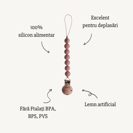 Lant pentru suzeta, Halo Powder, Mushie 605588