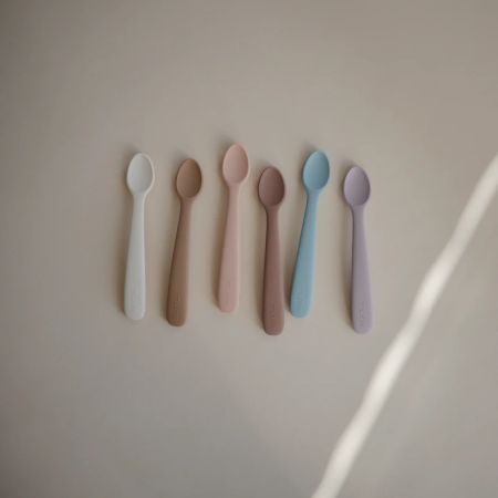 Lingurite din silicon, +6 luni, 2 bucati, Soft Lilac, Mushie 605626