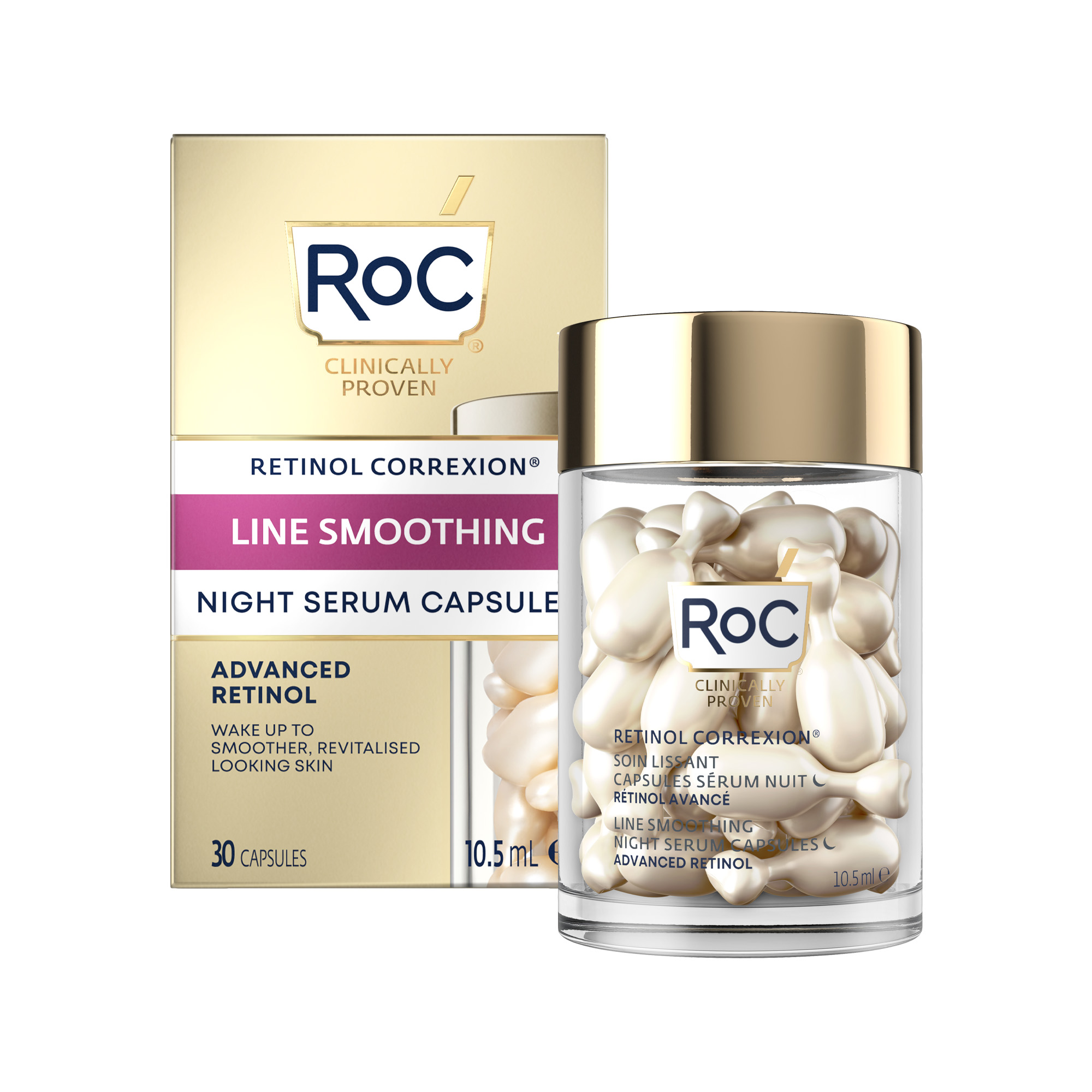 Ser de fata pentru noapte Retinol Correxion Line Smoothing, 30 bucati, RoC