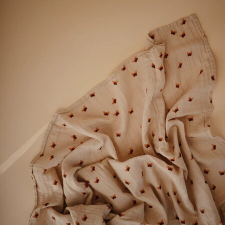 Muselina din bumbac organic, 120x120 cm, Butterflies, Mushie 605843