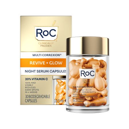 Capsule cu ser pentru noapte Multi Correxion Revive & Glow, 30 buc, Roc