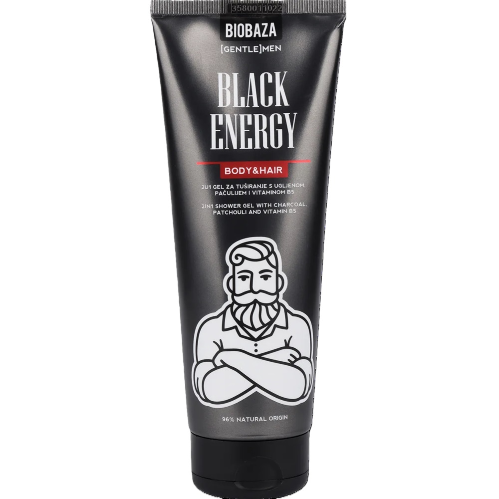 Gel de dus 2 in 1 pentru barbati Black Energy, 220 ml, Biobaza