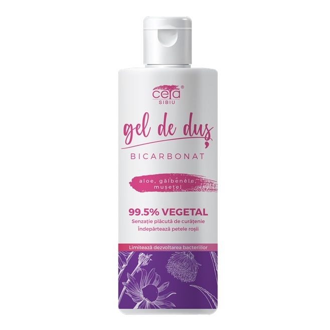 Gel de dus 99.5% vegetala cu bicarbonat, aloe, galbenele si musetel, 200 ml, Ceta