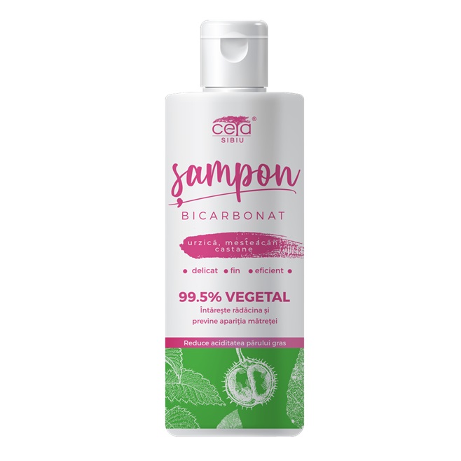 Sampon 99.5% vegetal cu bicarbonat, urzica, mesteacan si castane, 200 ml, Ceta