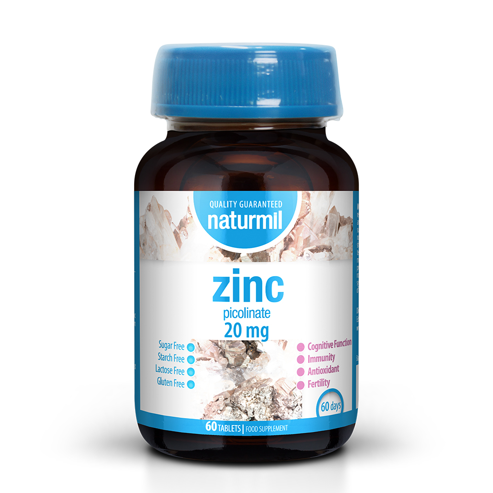 Zinc, 20 mg, 60 tablete, Naturmil