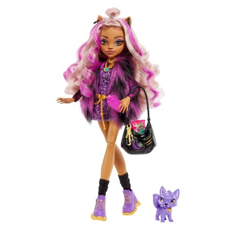 MONSTER HIGH PAPUSA CLAWDEEN WOLF CU ANIMALUT SI ACCESORII MTHHK52