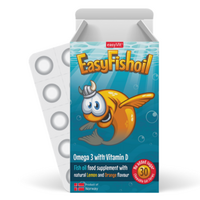 Easy fishoil Omega 3 si Vitamina D, 30 comprimate masticabile, EasyVit