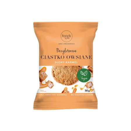 FOODSBYANN BISCUITI DIN FULGI DE OVAZ FARA GLUTEN CU CARAMEL SARAT 50GR