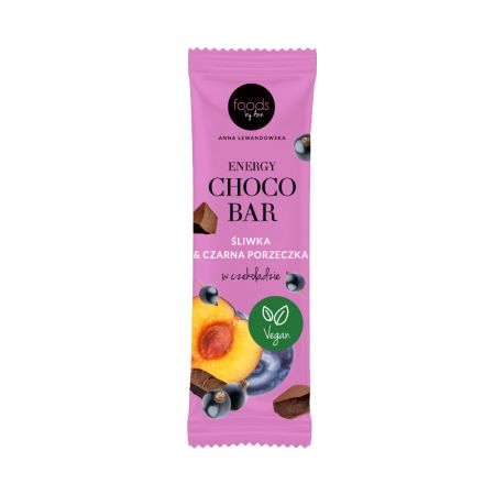 FOODSBYANN BATON ENERGIZANT CU PRUNE SI COACAZE NEGRE IN CIOCOLATA 35GR