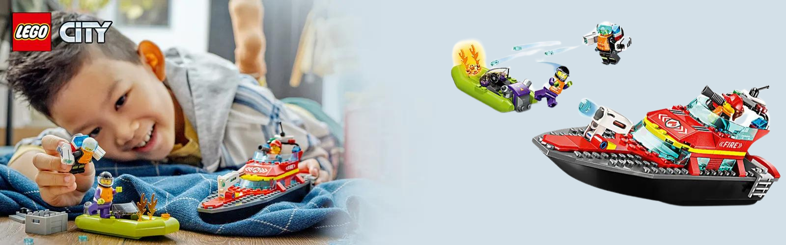 Barca de salvare a pompierilor, +5 ani, 60373, Lego City