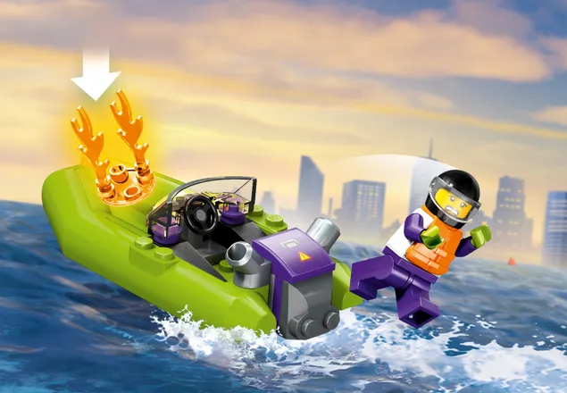 Barca de salvare a pompierilor, +5 ani, 60373, Lego City