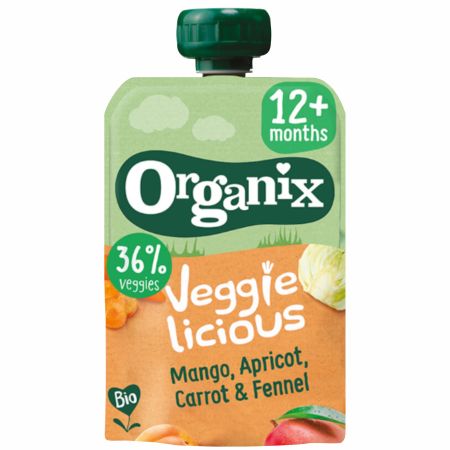 ORGANIX VEGGIE PIURE  DE MANGO, CAISA, MORCOV, FENICUL 12+ 100 GR BIO* 13266