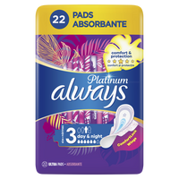 Absorbante de zi si noapte Always Platinum, Marimea 3, 22 bucati, Always