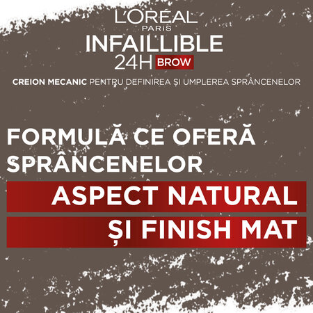 Creion pentru sprancene Infaillible Brows 24H Triangular, 3.0 Brunette​, Loreal Paris 607972