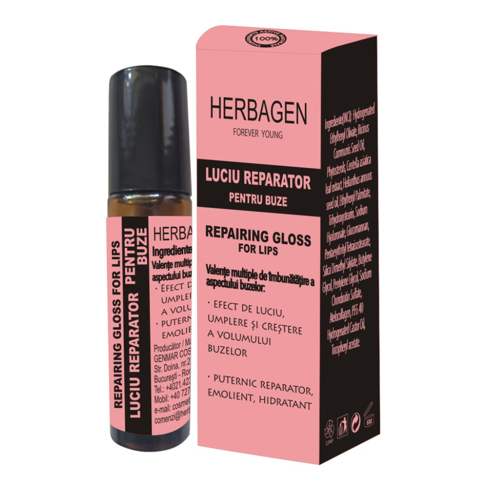 Luciiu reparator pentru buze, 10 ml, Herbagen