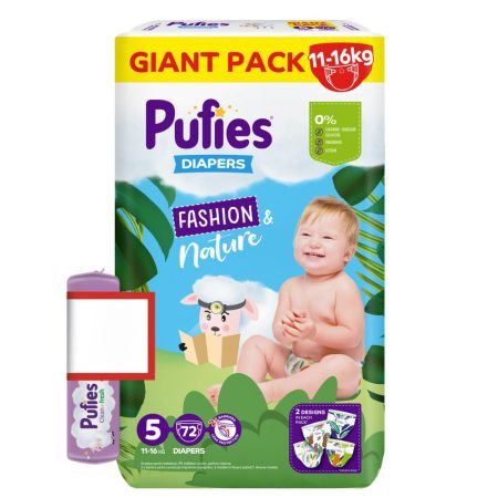 Scutece Fashion & Nature, Nr. 5, 11-16 kg, 72 buc, Pufies